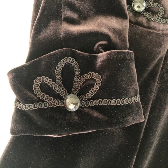 Wanko Vintage Notch Collar Lined Coat w Brocade embroidery Details Wine Sz 36 - Picture 5 of 13